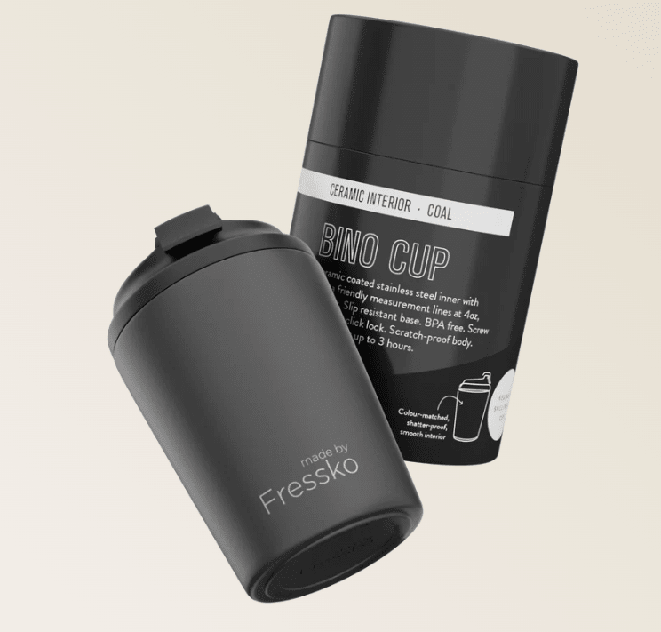 Ceramic Lined Bino - COAL 8oz - 230ml | Made By Fressko | Travel Mugs & Drink Bottles | Thirty 16 Williamstown