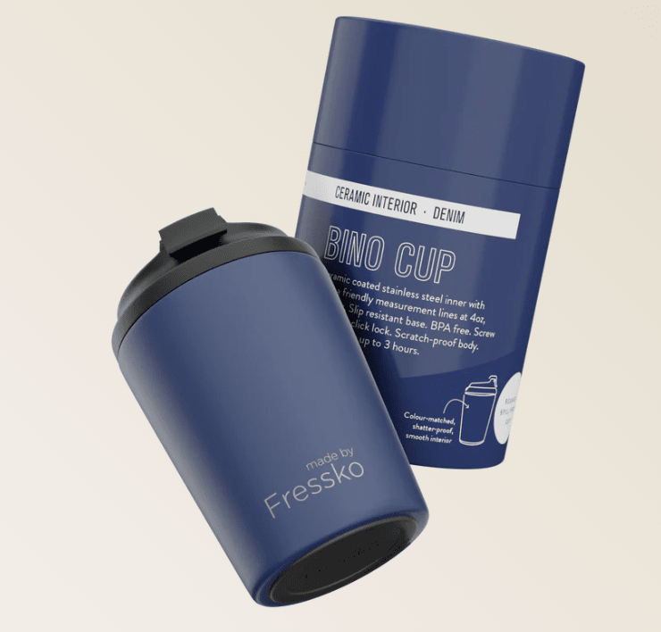 Ceramic Lined Bino - DENIM 8oz - 230ml | Made By Fressko | Travel Mugs &amp; Drink Bottles | Thirty 16 Williamstown