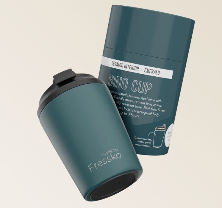Ceramic Lined Bino - EMERALD 8oz - 230ml | Made By Fressko | Travel Mugs &amp; Drink Bottles | Thirty 16 Williamstown