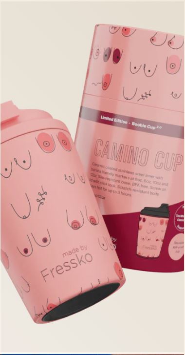Ceramic Lined Camino Boobie - PEACHY 12oz - 340ml | Made By Fressko | Travel Mugs &amp; Drink Bottles | Thirty 16 Williamstown