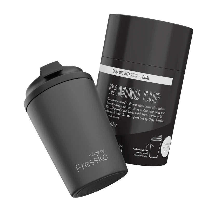 Ceramic Lined Camino - COAL 12oz-340ml | Made By Fressko | Travel Mugs &amp; Drink Bottles | Thirty 16 Williamstown