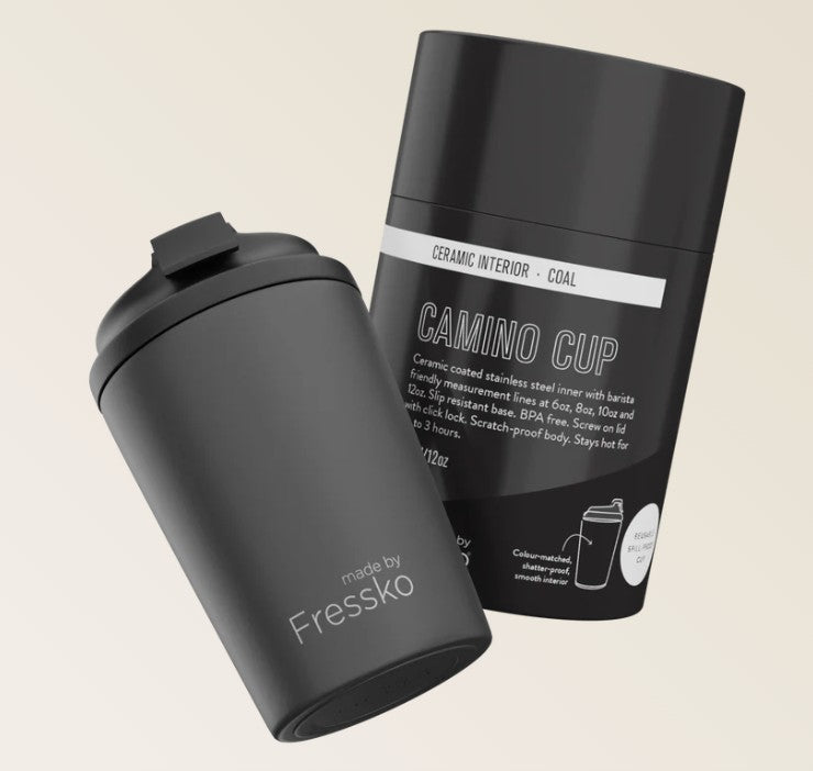 Ceramic Lined Camino - COAL 12oz - 340ml | Made By Fressko | Travel Mugs &amp; Drink Bottles | Thirty 16 Williamstown