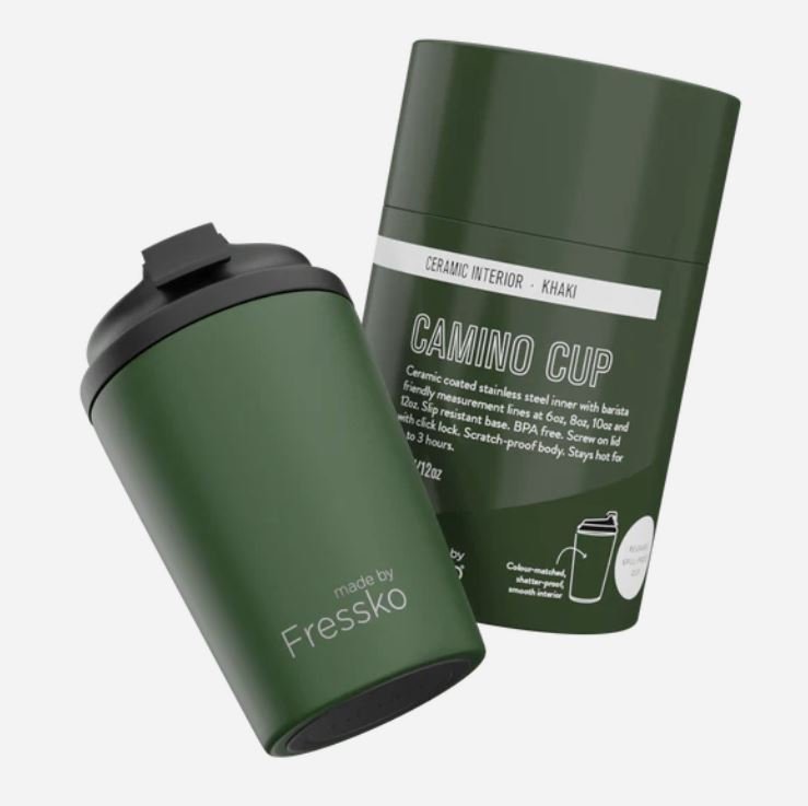 Ceramic Lined Camino - KHAKI 12oz - 340ml | Made By Fressko | Travel Mugs &amp; Drink Bottles | Thirty 16 Williamstown
