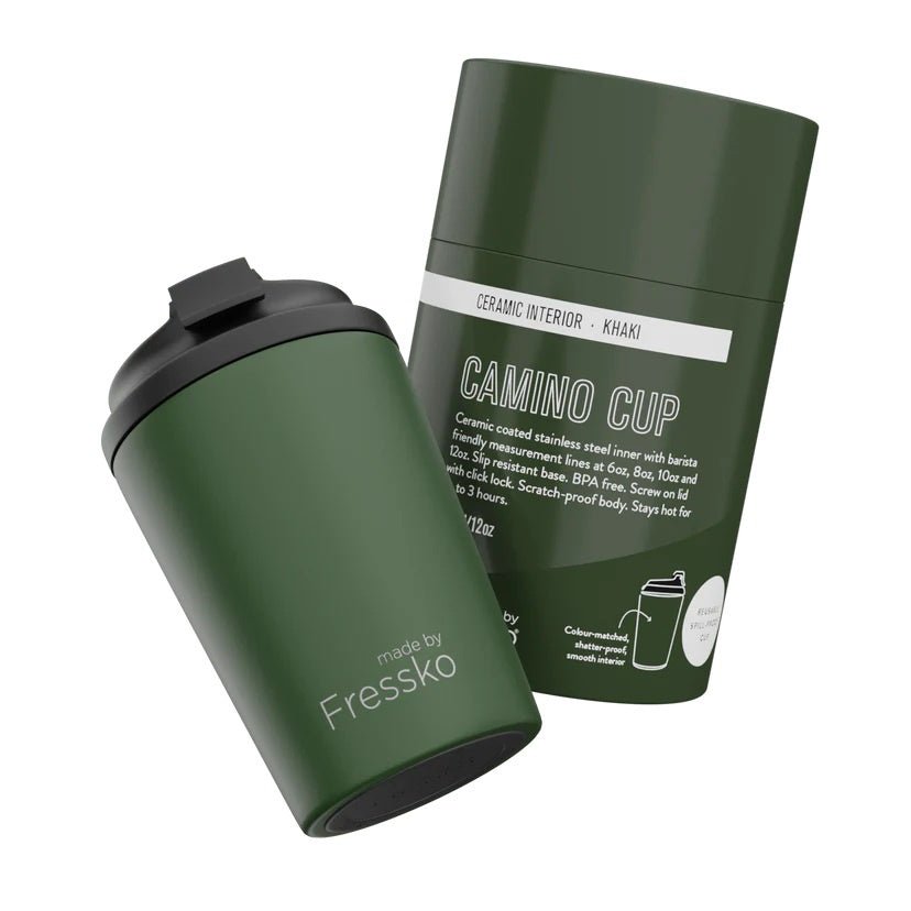 Ceramic Lined Camino - KHAKI 12oz-340ml | Made By Fressko | Travel Mugs &amp; Drink Bottles | Thirty 16 Williamstown