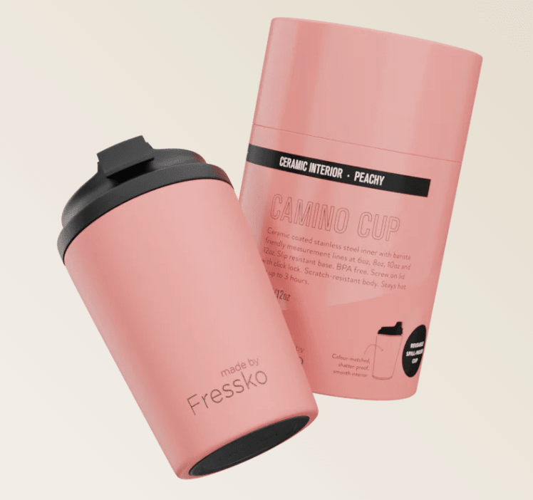 Ceramic Lined Camino - PEACHY 12oz - 340ml | Made By Fressko | Travel Mugs &amp; Drink Bottles | Thirty 16 Williamstown