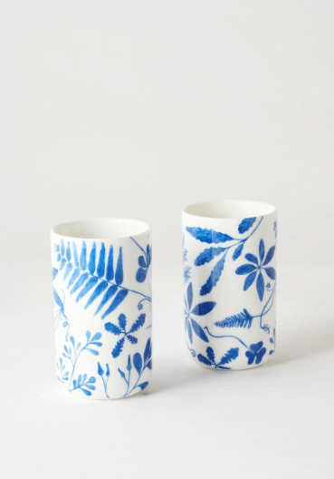 Ceramic Tumblers Two Set - Blue Botanical | Angus & Celeste | Mugs & Cups | Thirty 16 Williamstown