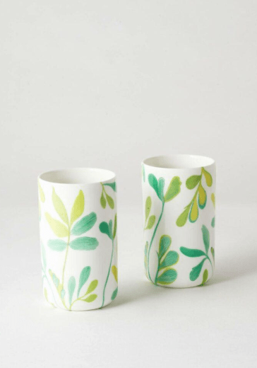 Ceramic Tumblers Two Set - Green Zamia | Angus &amp; Celeste | Mugs &amp; Cups | Thirty 16 Williamstown