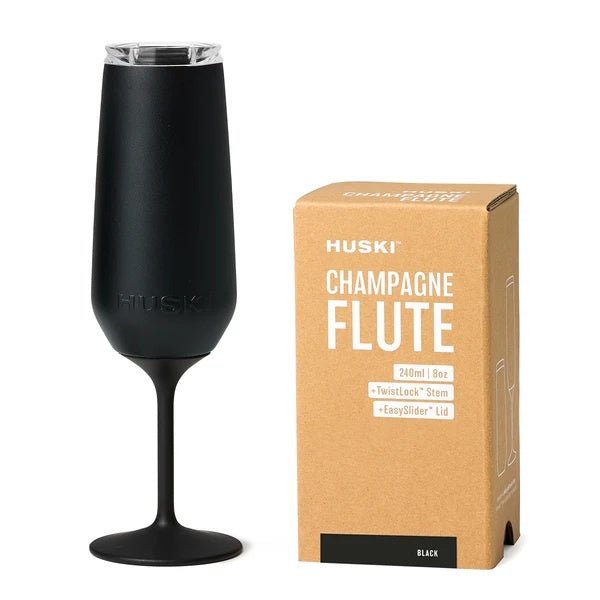 Champagne Flute - Black | Huski | Insulated Drink Chillers | Thirty 16 Williamstown