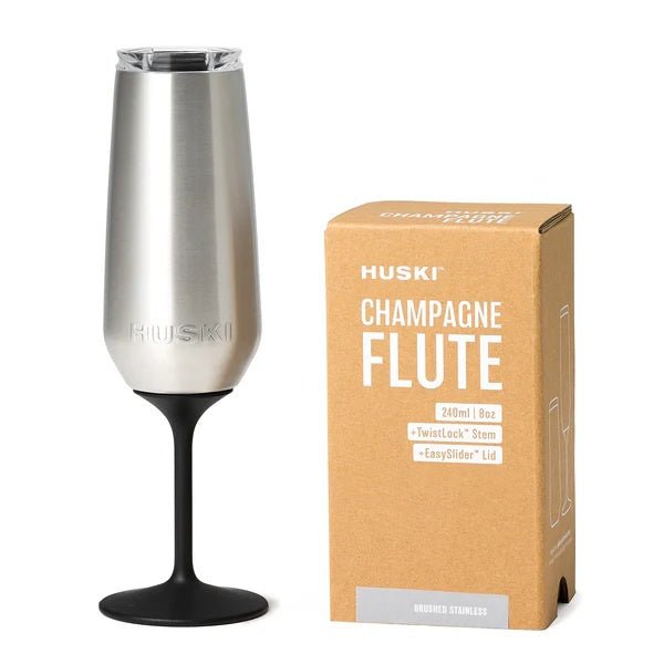 Champagne Flute - Brushed Stainless | Huski | Insulated Drink Chillers | Thirty 16 Williamstown