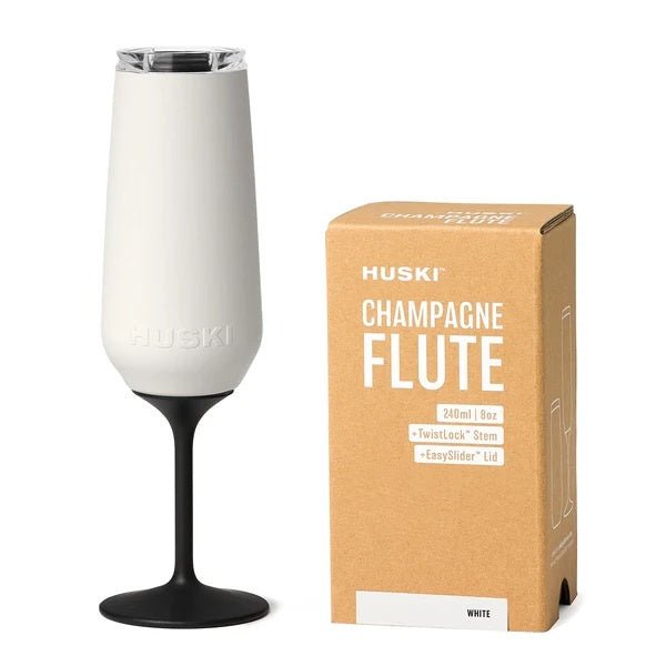 Champagne Flute - White | Huski | Insulated Drink Chillers | Thirty 16 Williamstown
