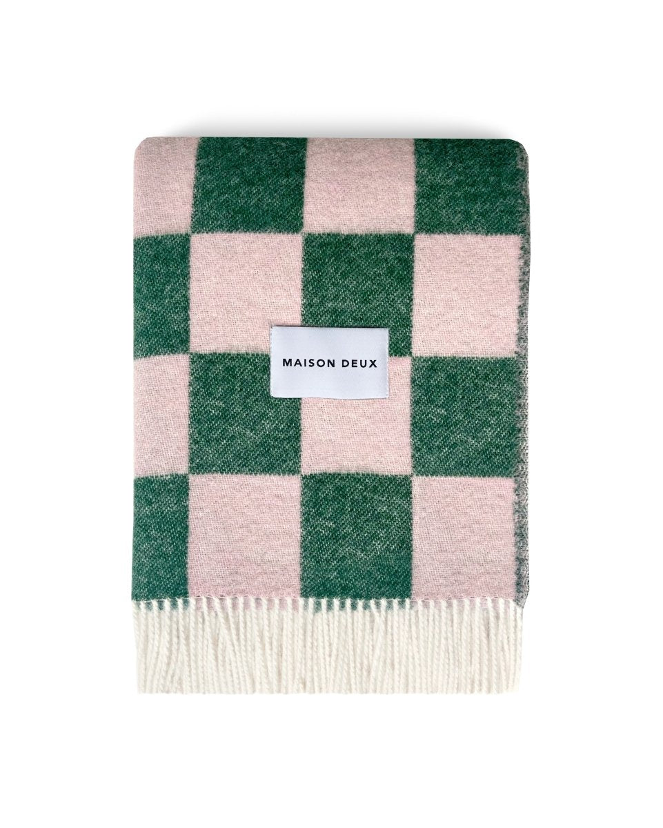 Checkerboard Blanket - Green Pink | Maison Deux | Throws & Rugs | Thirty 16 Williamstown