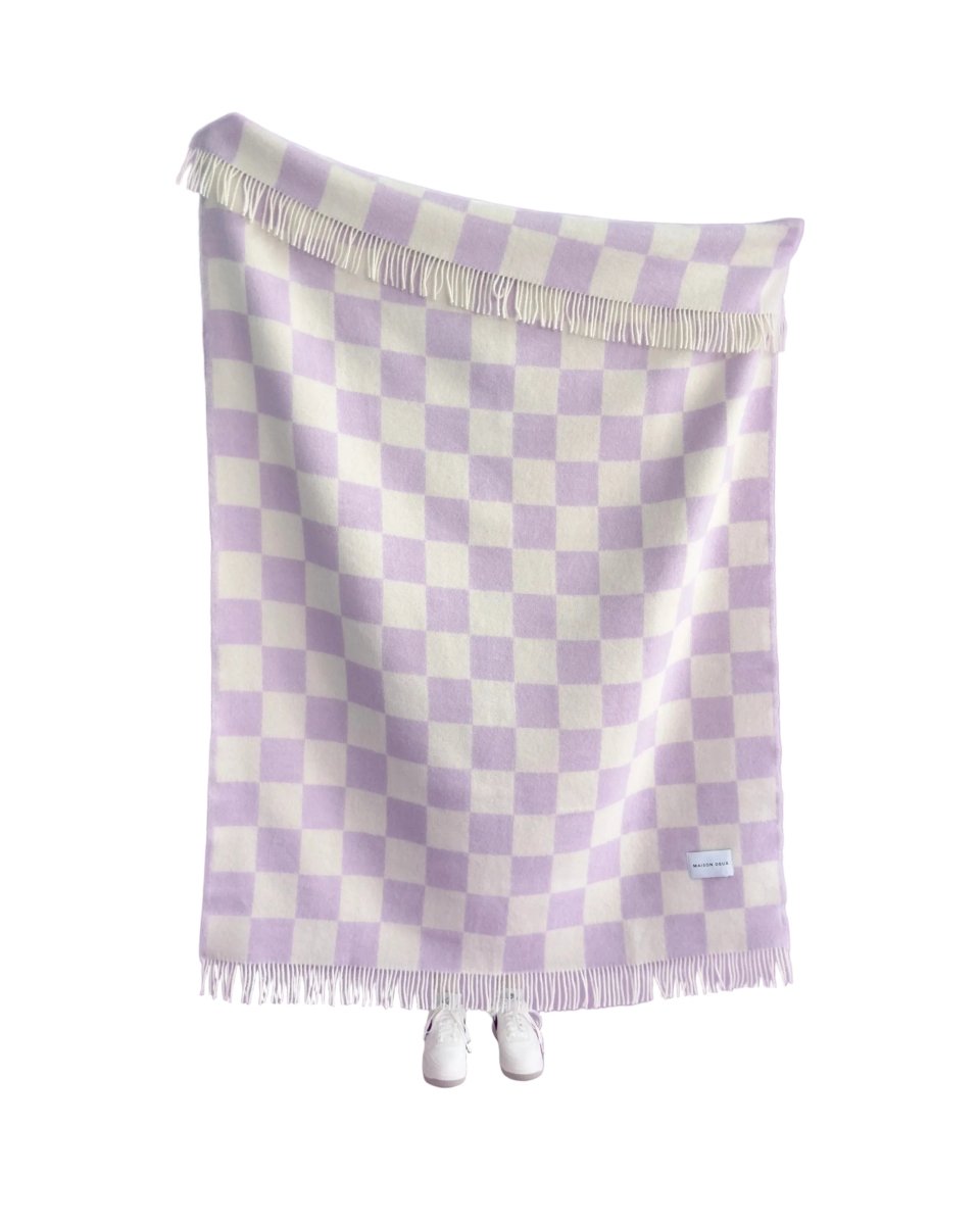 Checkerboard Blanket - Lilac White | Maison Deux | Throws & Rugs | Thirty 16 Williamstown