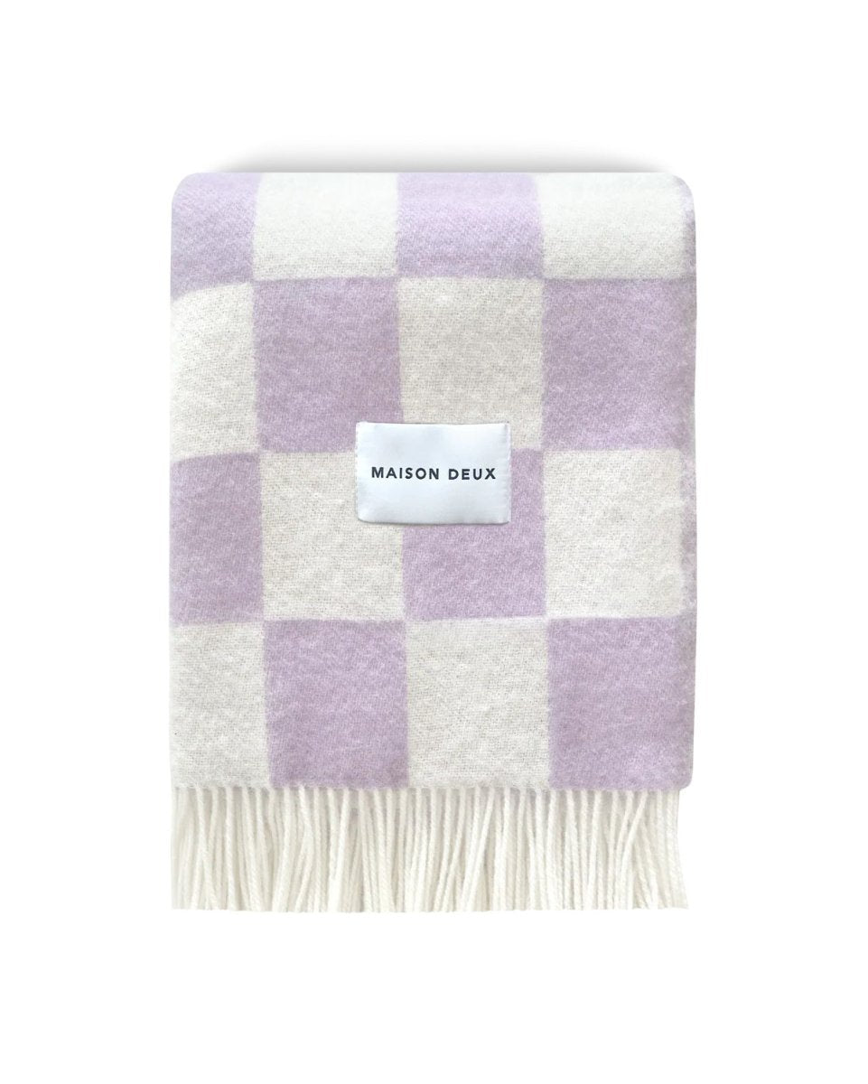 Checkerboard Blanket - Lilac White | Maison Deux | Throws & Rugs | Thirty 16 Williamstown