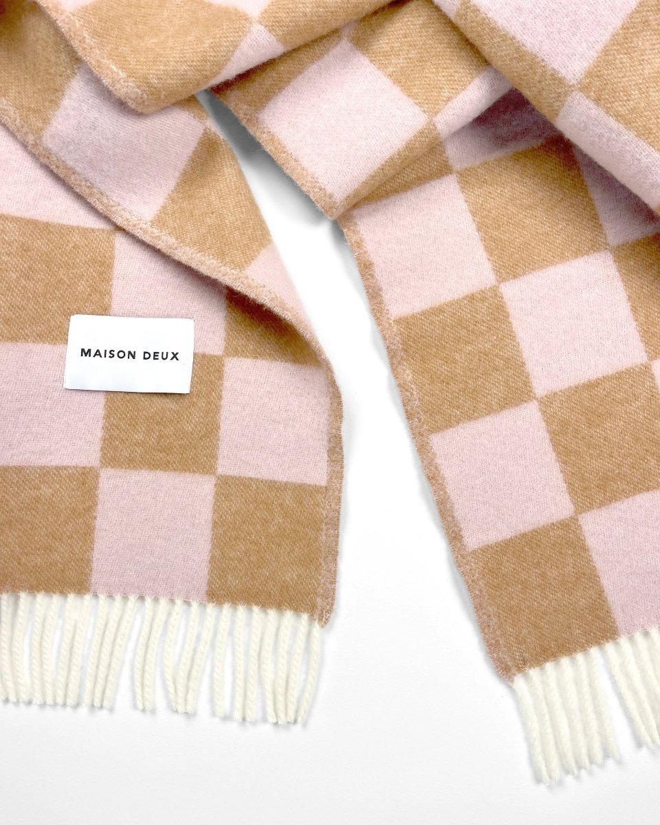 Checkerboard Blanket - Terra Pink | Maison Deux | Throws &amp; Rugs | Thirty 16 Williamstown