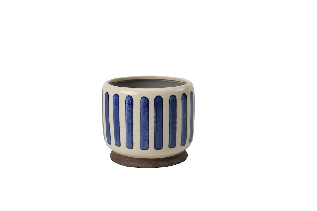 Collector Indoor Pots - Blue Stripe 13cm | Burgon & Ball | Pots & Vases | Thirty 16 Williamstown