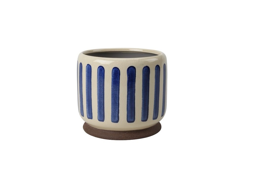 Collector Indoor Pots - Blue Stripe 16cm | Burgon & Ball | Pots & Vases | Thirty 16 Williamstown