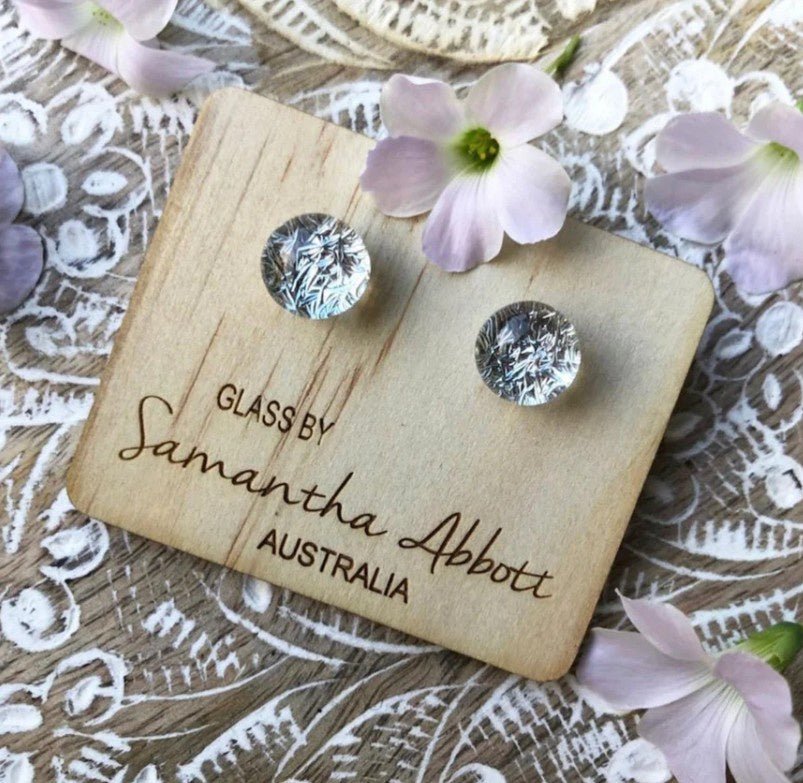 Crystal Silver Glass Stud Earrings | Samantha Abbott | Jewellery | Thirty 16 Williamstown
