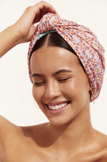 Dahlia Shower Cap (Big Hair) - Orange Palm | Louvelle | Shower Caps | Thirty 16 Williamstown