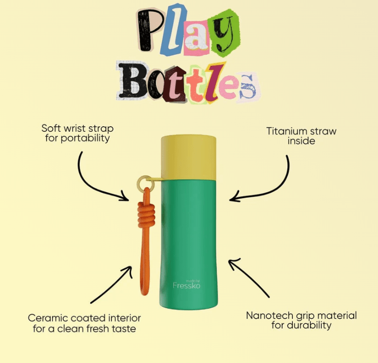 Drink Bottle Ceramic PLAY - SNAP 420ml - 14oz | Made By Fressko | Travel Mugs &amp; Drink Bottles | Thirty 16 Williamstown