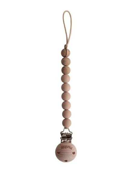 Eva Pacifier Clip - Taupe | Mushie | Comforters, Teethers & Rattles | Thirty 16 Williamstown