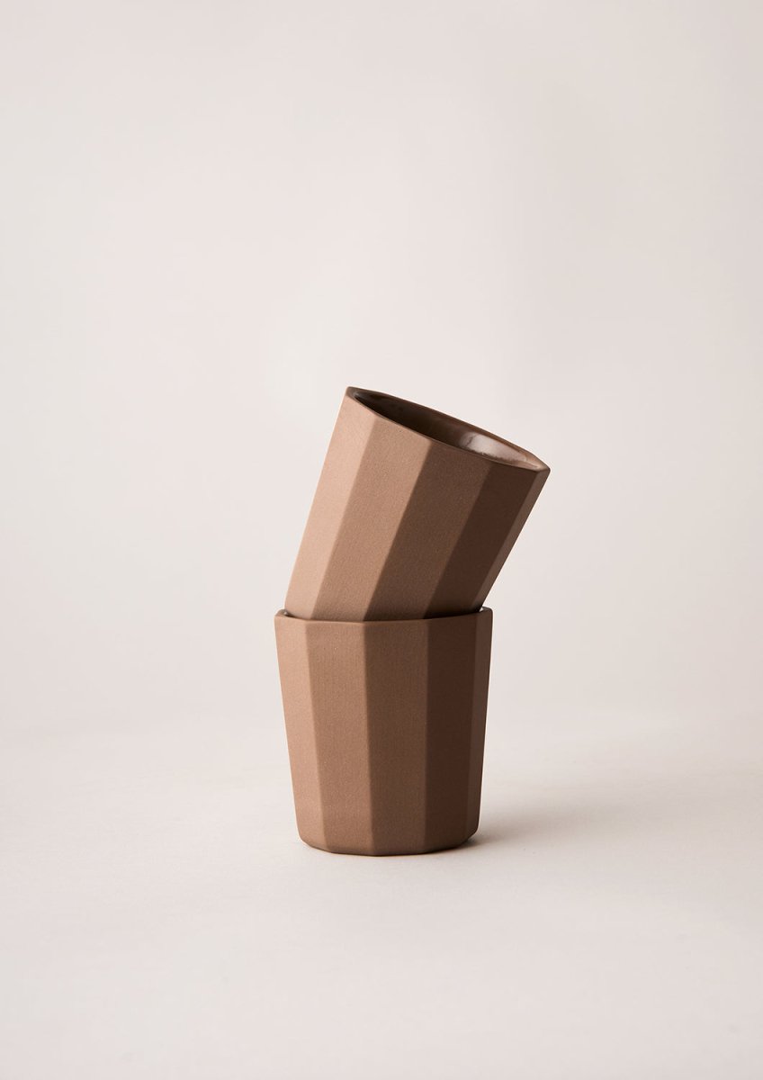 Facet Latte Cups Set of 2 - Mocha | Angus & Celeste | Mugs & Cups | Thirty 16 Williamstown