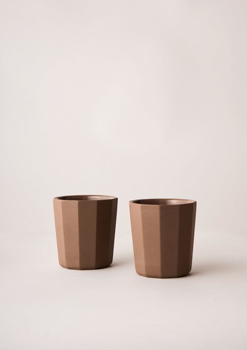 Facet Latte Cups Set of 2 - Mocha | Angus & Celeste | Mugs & Cups | Thirty 16 Williamstown