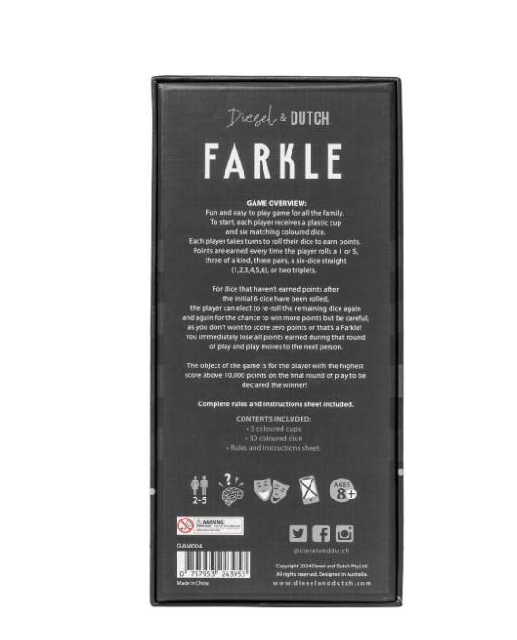 Farkle | Diesel &amp; Dutch | Games &amp; Quizzes | Thirty 16 Williamstown