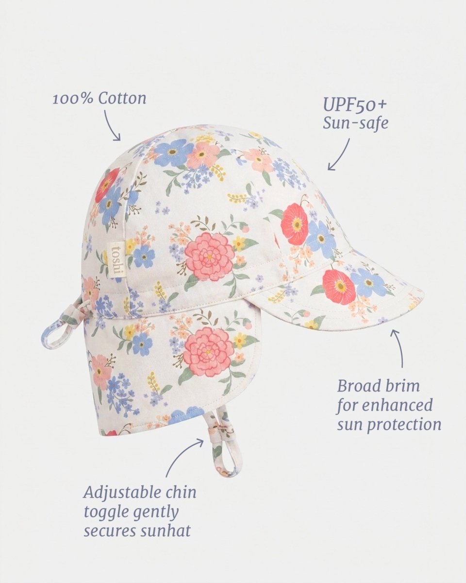 Flap Cap Arcadia Field Flowers | Toshi | Baby & Toddler Sunhats | Thirty 16 Williamstown