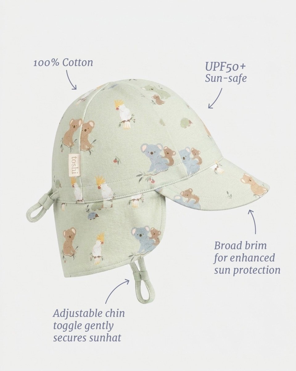 Flap Cap Arcadia Gumnut Babies - Eucalypt | Toshi | Baby &amp; Toddler Sunhats | Thirty 16 Williamstown