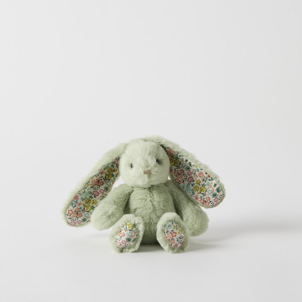 Floral Bunny Rattle Small - Mint | Jiggle & Giggle | Comforters, Teethers & Rattles | Thirty 16 Williamstown