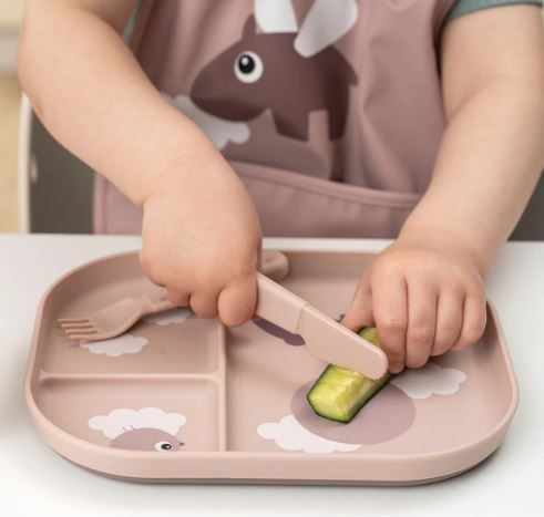 Foodie Compartment Plate - Clouds Powder | Done By Deer | Children&#39;s Dinnerware | Thirty 16 Williamstown