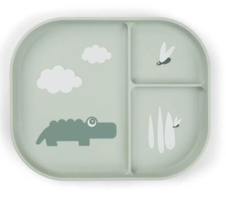 Foodie Compartment Plate - Croco Green | Done By Deer | Children&#39;s Dinnerware | Thirty 16 Williamstown