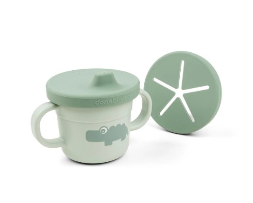 Foodie Spout/Snack Cup - Croco Green | Done By Deer | Children's Dinnerware | Thirty 16 Williamstown