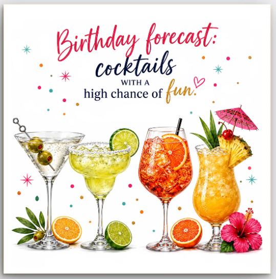 Greeting Card - Birthday Cocktail Fun | Basically Paper | Greeting Cards | Thirty 16 Williamstown