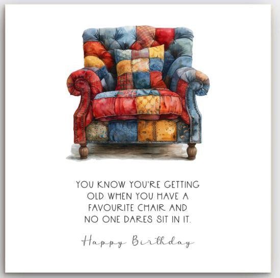 Greeting Card - Happy Birthday Favourite Chair | Basically Paper | Greeting Cards | Thirty 16 Williamstown