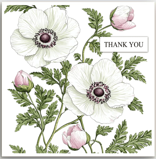 Greeting Card - Thank you "White Poppies" | Basically Paper | Greeting Cards | Thirty 16 Williamstown