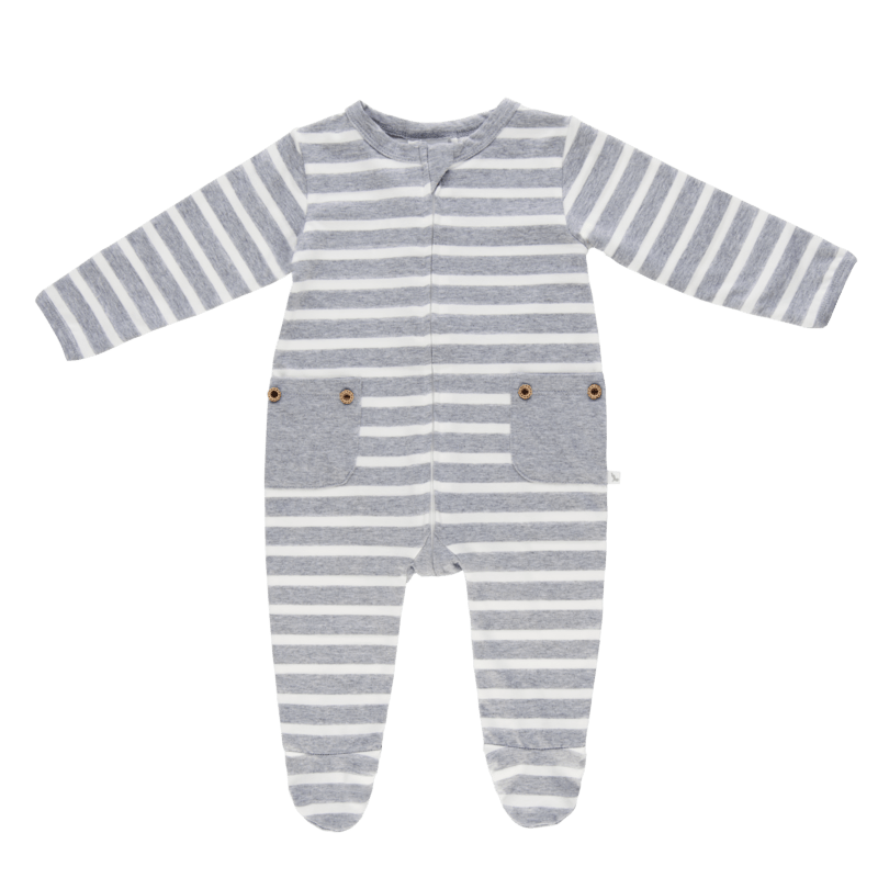 Grey Stripe Long Romper | Li'l Zippers | Baby & Toddler Growsuits & Rompers | Thirty 16 Williamstown