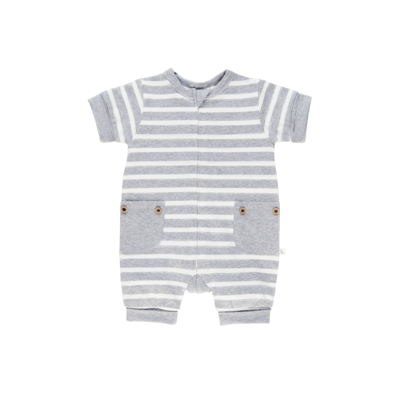 Grey Stripe Short Romper | Li'l Zippers | Baby & Toddler Growsuits & Rompers | Thirty 16 Williamstown