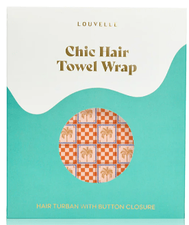 Hair Towel Wrap Riva - Orange Palm Check | Louvelle | Hair Wraps | Thirty 16 Williamstown