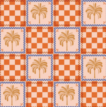 Hair Towel Wrap Riva - Orange Palm Check | Louvelle | Hair Wraps | Thirty 16 Williamstown