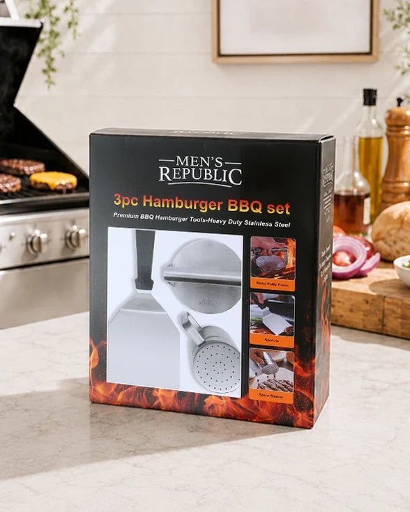 Hamburger BBQ 3 Pce Set | Men's Republic | BBQ Accessories | Thirty 16 Williamstown
