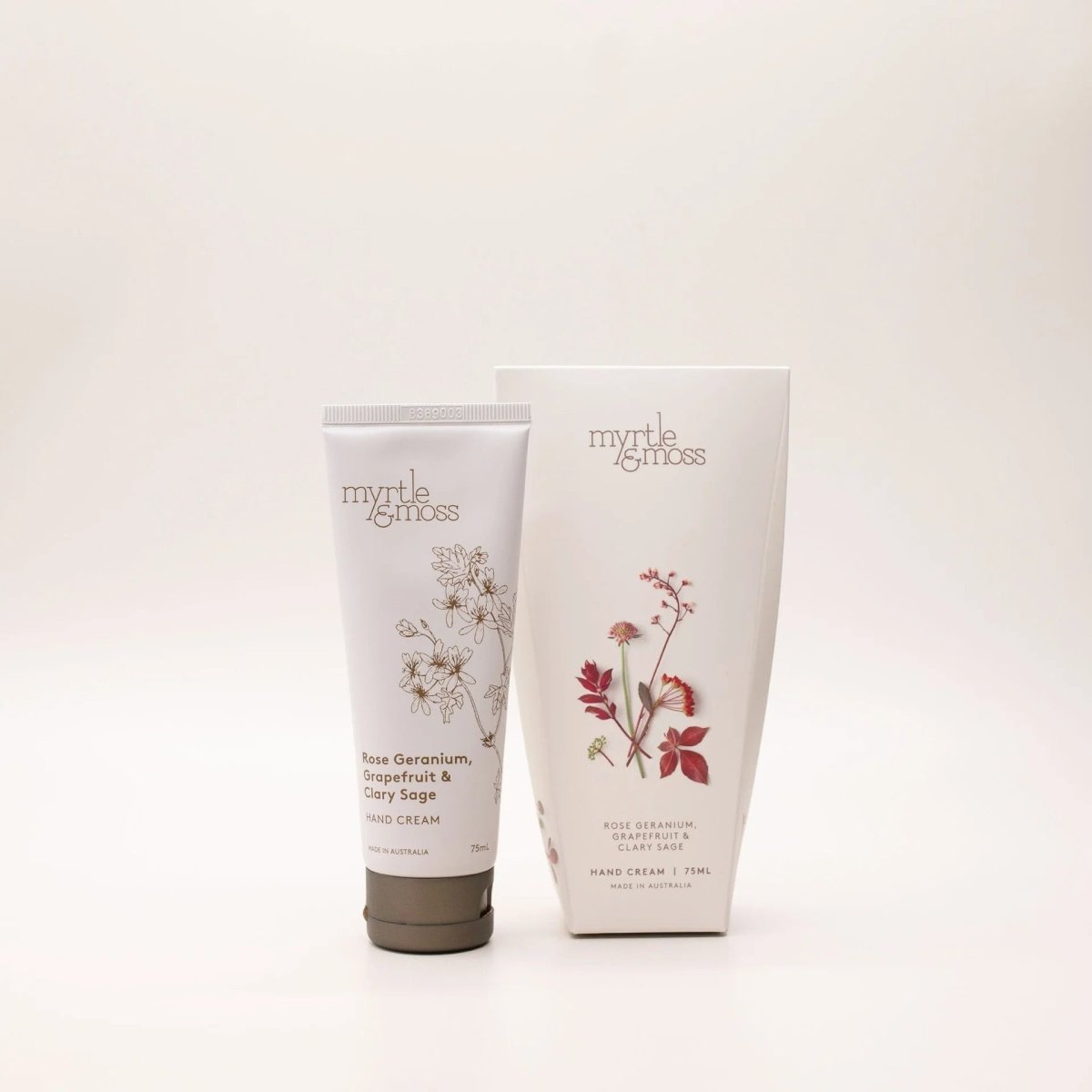 Hand Cream Large 75ml - Rose Geranium, Grapefruit & Clary Sage | Myrtle & Moss | Body Lotion & Wash | Thirty 16 Williamstown