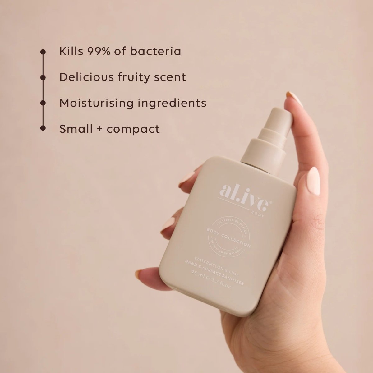 Hand &amp; Surface Sanitiser Spray - Watermelon &amp; Lime | Al.ive Body | Body Lotion &amp; Wash | Thirty 16 Williamstown