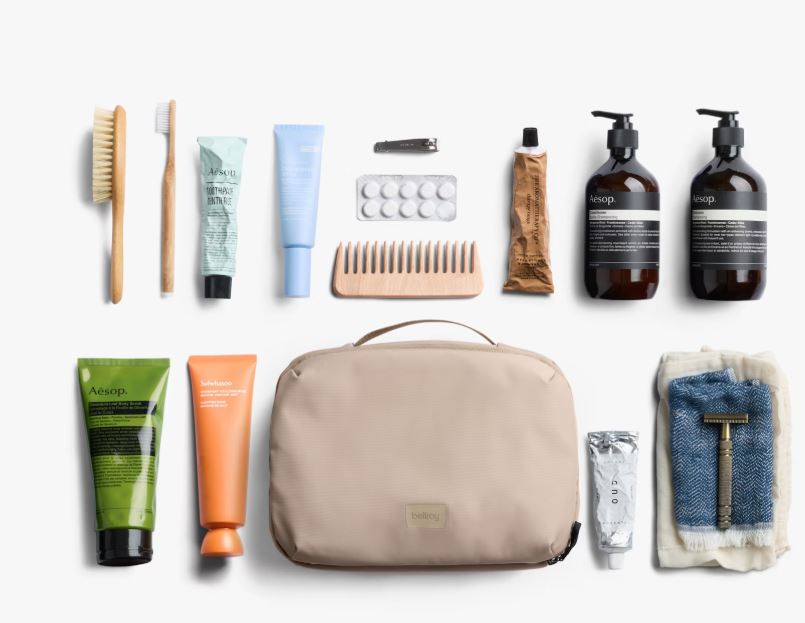 Hanging Toiletry Kit Plus 8L - Stone | Bellroy | Men&#39;s Grooming &amp; Toiletry Bags | Thirty 16 Williamstown