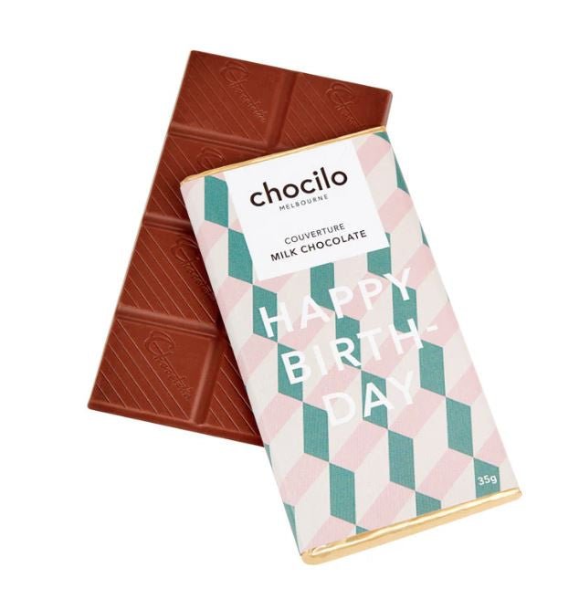 "Happy Birthday" Milk Chocolate Block - 35g | Chocilo | Confectionery | Thirty 16 Williamstown