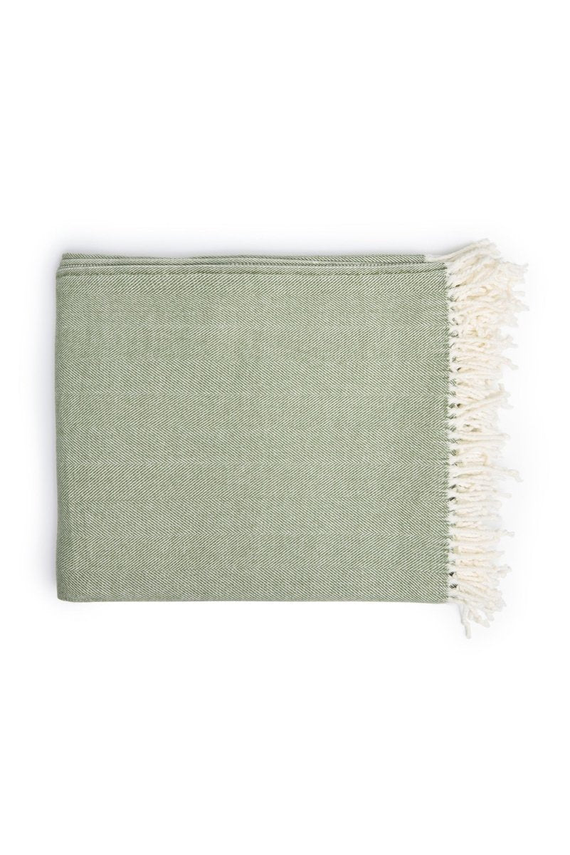 Herringbone Throw - Beach Grass | Alashan Cashmere | Throws & Rugs | Thirty 16 Williamstown