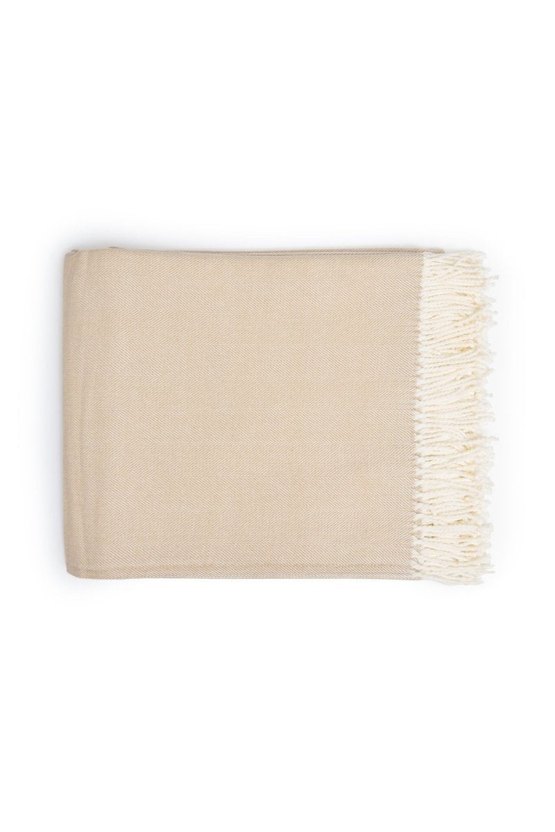 Herringbone Throw - Bisque | Alashan Cashmere | Throws & Rugs | Thirty 16 Williamstown