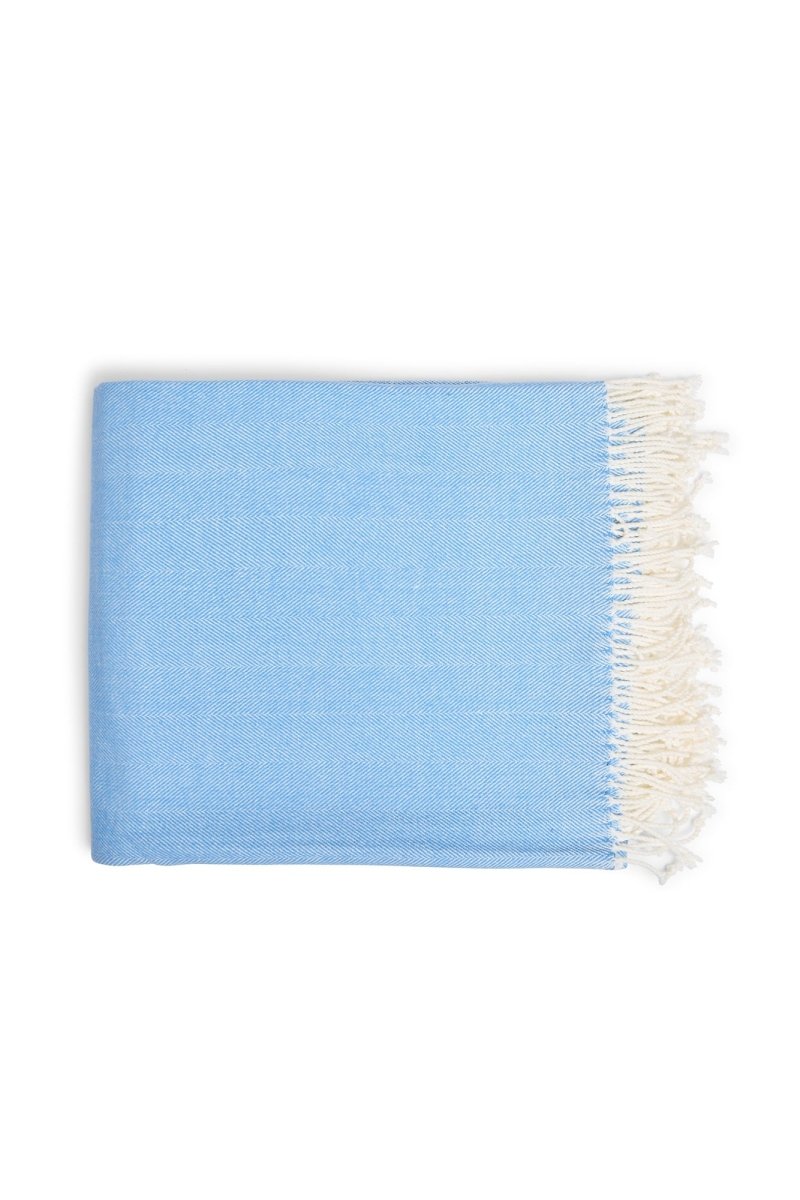 Herringbone Throw - Carolina Blue | Alashan Cashmere | Throws & Rugs | Thirty 16 Williamstown