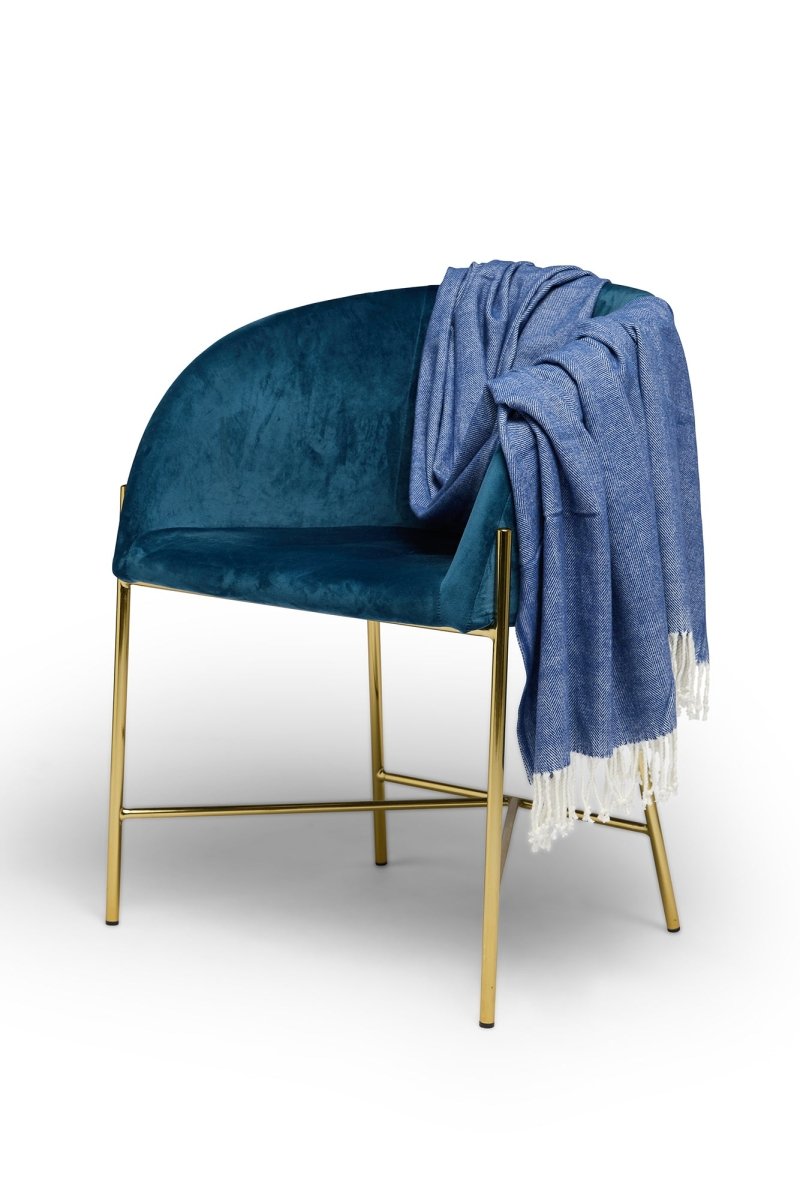 Herringbone Throw - Harbour Blue | Alashan Cashmere | Throws & Rugs | Thirty 16 Williamstown