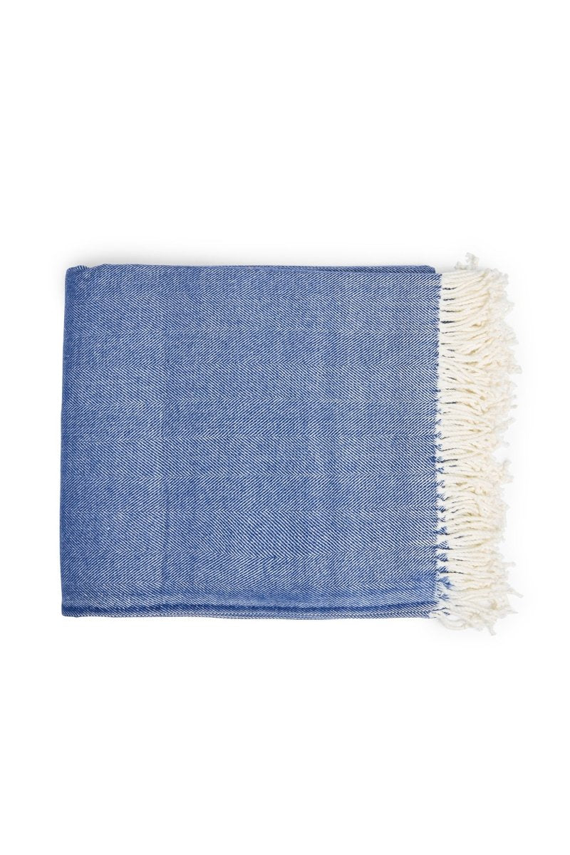 Herringbone Throw - Harbour Blue | Alashan Cashmere | Throws & Rugs | Thirty 16 Williamstown